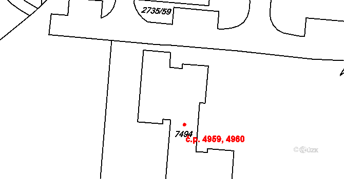 Zlín 4959,4960 na parcele st. 7494 v KÚ Zlín, Katastrální mapa