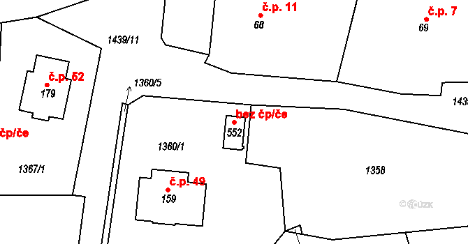 Boršov 42582474 na parcele st. 552 v KÚ Boršov, Katastrální mapa