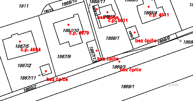 Chomutov 45029474 na parcele st. 1867/13 v KÚ Chomutov II, Katastrální mapa