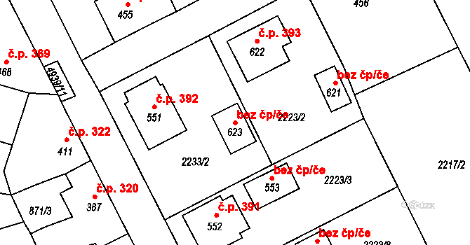 Černovice 45232474 na parcele st. 623 v KÚ Černovice u Tábora, Katastrální mapa