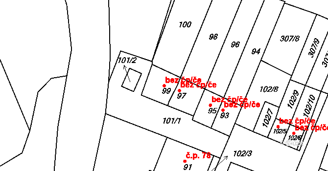 Horní Břečkov 47483474 na parcele st. 99 v KÚ Horní Břečkov, Katastrální mapa