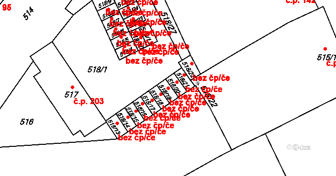 Bedihošť 47639474 na parcele st. 518/19 v KÚ Bedihošť, Katastrální mapa