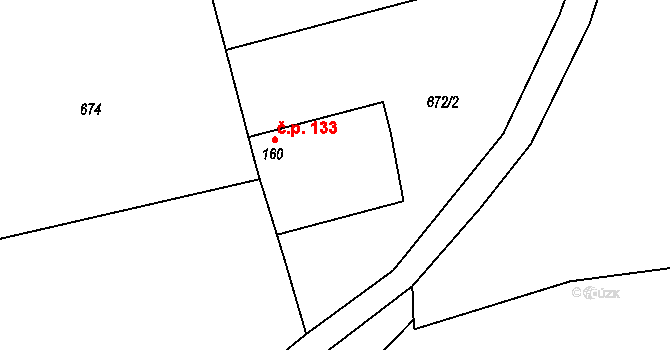Košíky 133 na parcele st. 160/3 v KÚ Košíky, Katastrální mapa