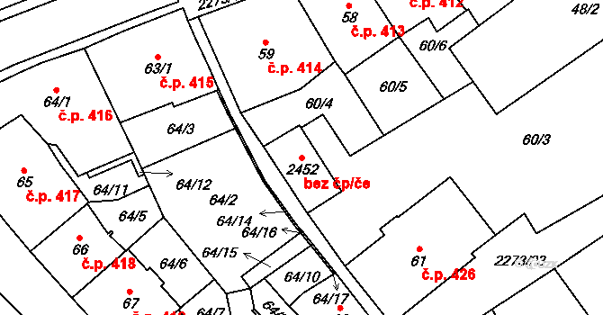 Cheb 48779474 na parcele st. 2452 v KÚ Cheb, Katastrální mapa