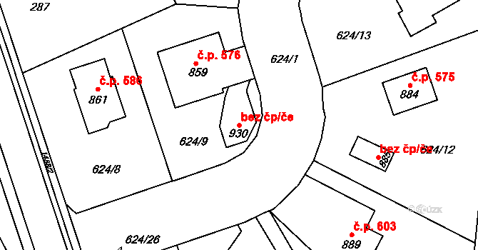 Velké Poříčí 48843474 na parcele st. 930 v KÚ Velké Poříčí, Katastrální mapa