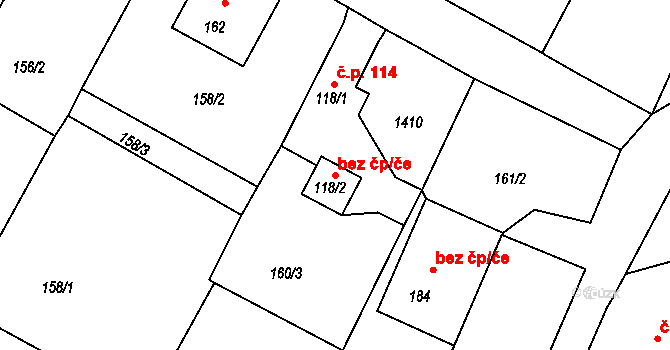 Přeštice 49595474 na parcele st. 118/2 v KÚ Skočice u Přeštic, Katastrální mapa
