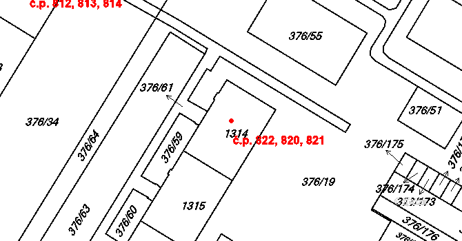 Letohrad 820,821,822 na parcele st. 1314 v KÚ Letohrad, Katastrální mapa