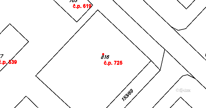 Lobeček 725, Kralupy nad Vltavou na parcele st. 816 v KÚ Lobeček, Katastrální mapa