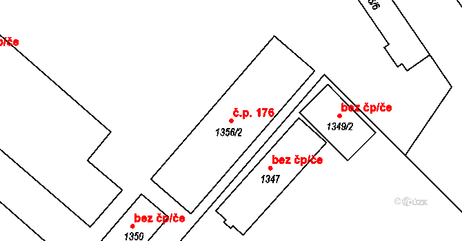 Dačice V 176, Dačice na parcele st. 1356/2 v KÚ Dačice, Katastrální mapa