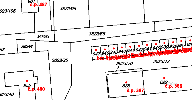 Kožlany 78929474 na parcele st. 947 v KÚ Kožlany, Katastrální mapa