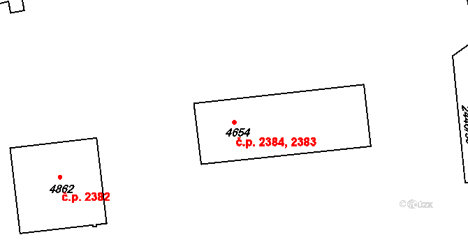 Rakovník II 2383,2384, Rakovník na parcele st. 4654 v KÚ Rakovník, Katastrální mapa