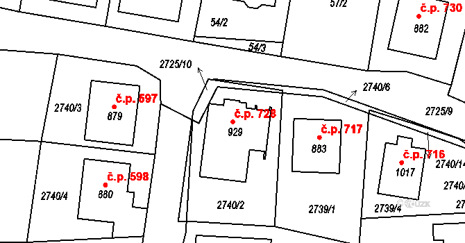 Černovice 728 na parcele st. 929 v KÚ Černovice u Tábora, Katastrální mapa