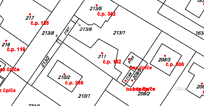 Senec 162, Zruč-Senec na parcele st. 211 v KÚ Senec u Plzně, Katastrální mapa