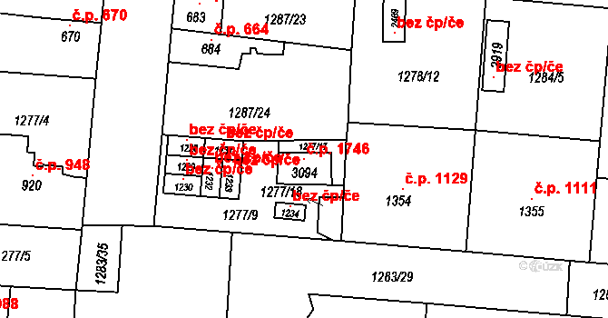 Přelouč 1746 na parcele st. 3094 v KÚ Přelouč, Katastrální mapa