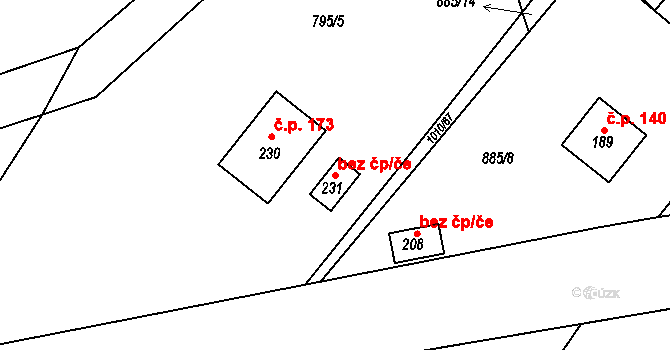 Pardubice 107865475 na parcele st. 231 v KÚ Lány na Důlku, Katastrální mapa