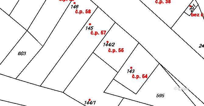 Zavadilka 55, Jizbice na parcele st. 144/2 v KÚ Jizbice u Nymburka, Katastrální mapa
