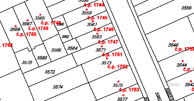 Jihlava 1751 na parcele st. 3571 v KÚ Jihlava, Katastrální mapa