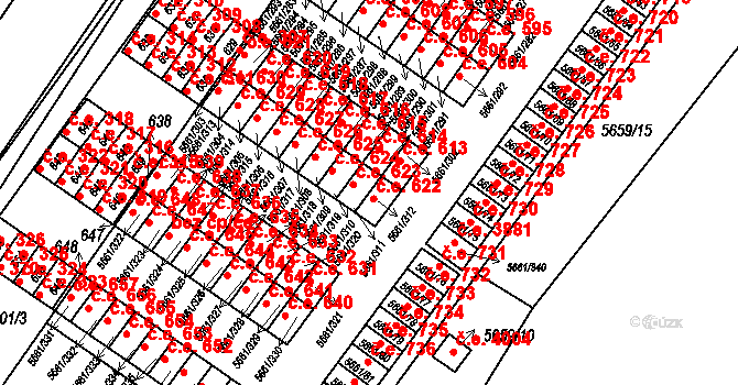 Jihlava 622 na parcele st. 5661/312 v KÚ Jihlava, Katastrální mapa