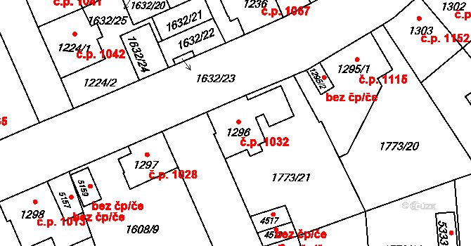 Šumperk 1032 na parcele st. 1296 v KÚ Šumperk, Katastrální mapa