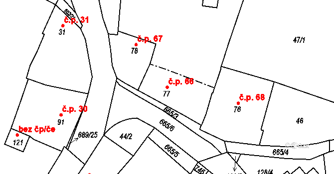 Razice 66, Hrobčice na parcele st. 77 v KÚ Razice, Katastrální mapa
