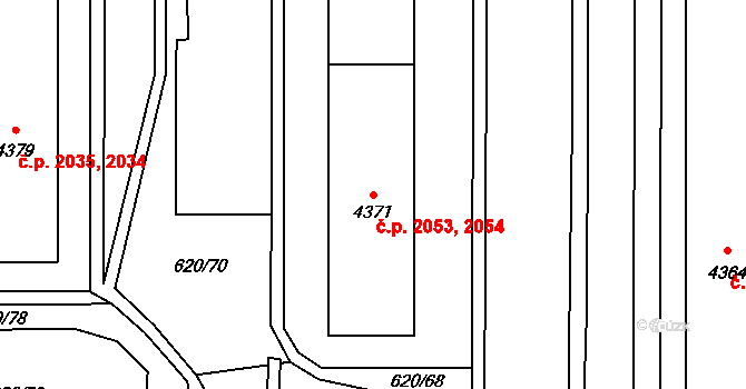 Blansko 2053,2054 na parcele st. 4371 v KÚ Blansko, Katastrální mapa