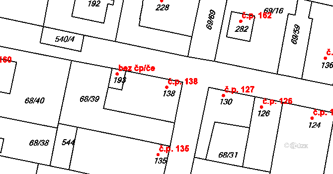 Brňany 138 na parcele st. 138 v KÚ Brňany, Katastrální mapa
