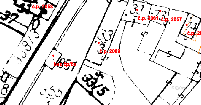 Podlusky 2059, Roudnice nad Labem na parcele st. 33/3 v KÚ Podlusky, Katastrální mapa