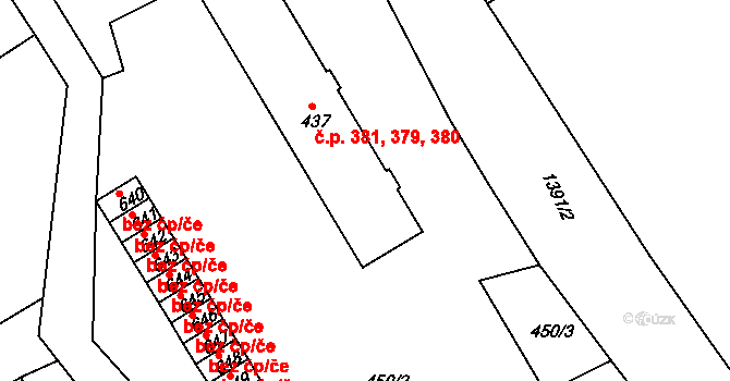 Stará Paka 379,380,381 na parcele st. 437 v KÚ Stará Paka, Katastrální mapa