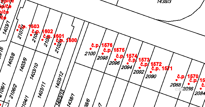 Hořice 1575 na parcele st. 2098 v KÚ Hořice v Podkrkonoší, Katastrální mapa
