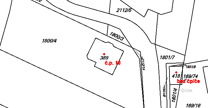 Dolní Ples t. Vodní Ples 18, Rasošky na parcele st. 389 v KÚ Rasošky, Katastrální mapa