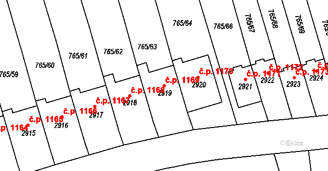 Strakonice I 1169, Strakonice na parcele st. 2919 v KÚ Strakonice, Katastrální mapa
