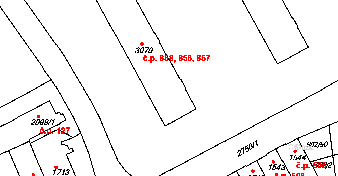 Chrudim IV 856,857,858, Chrudim na parcele st. 3070 v KÚ Chrudim, Katastrální mapa