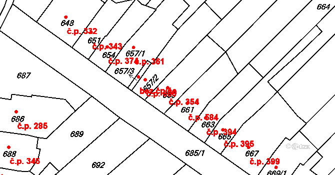 Bosonohy 354, Brno na parcele st. 659 v KÚ Bosonohy, Katastrální mapa