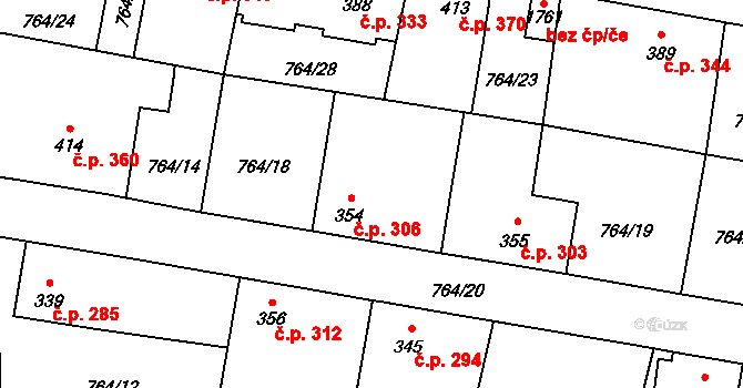 Blovice 306 na parcele st. 354 v KÚ Blovice, Katastrální mapa