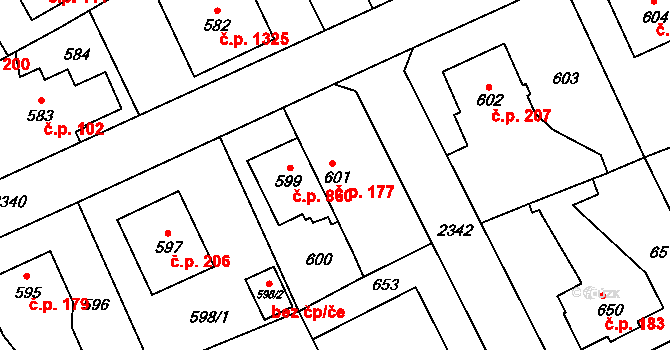 Suchdol 177, Praha na parcele st. 601 v KÚ Suchdol, Katastrální mapa