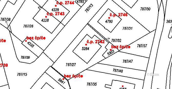 Dvůr Králové nad Labem 2742 na parcele st. 5284 v KÚ Dvůr Králové nad Labem, Katastrální mapa