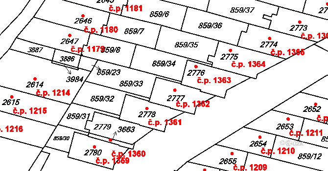 Vrchlabí 1362 na parcele st. 2777 v KÚ Vrchlabí, Katastrální mapa