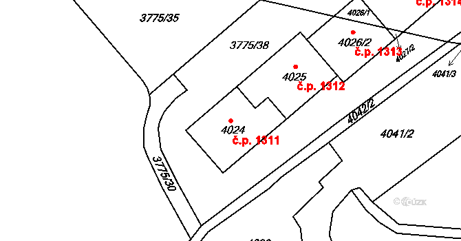 Jirkov 1311 na parcele st. 4024 v KÚ Jirkov, Katastrální mapa