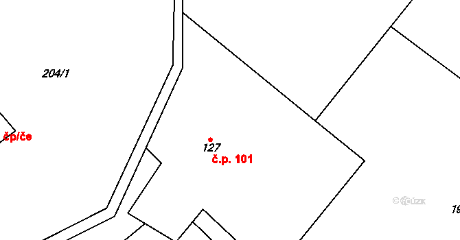 Labská 101, Špindlerův Mlýn na parcele st. 127 v KÚ Labská, Katastrální mapa