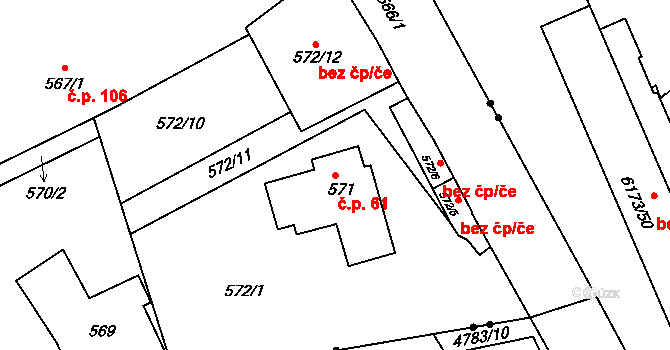 Liberec X-Františkov 61, Liberec na parcele st. 571 v KÚ Františkov u Liberce, Katastrální mapa