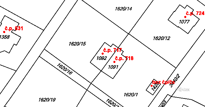 Rtyně v Podkrkonoší 717 na parcele st. 1092 v KÚ Rtyně v Podkrkonoší, Katastrální mapa