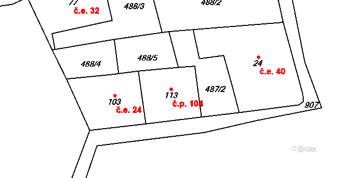 Smolná 104, Rotava na parcele st. 113 v KÚ Smolná, Katastrální mapa