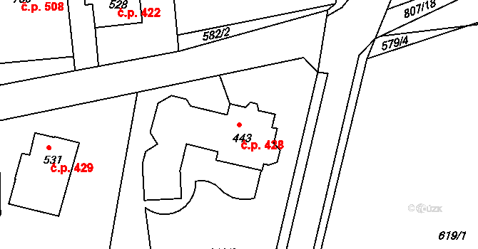Parník 428, Česká Třebová na parcele st. 443 v KÚ Parník, Katastrální mapa