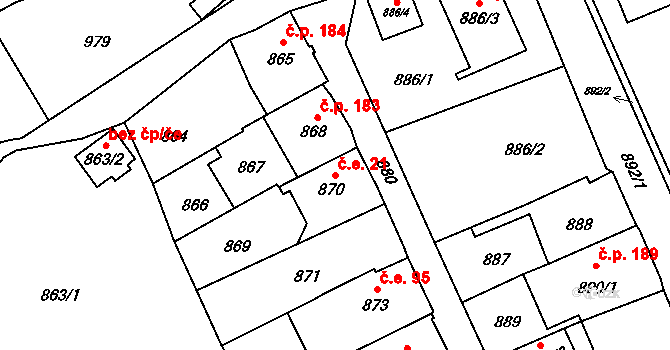 Šluknov 21 na parcele st. 870 v KÚ Šluknov, Katastrální mapa