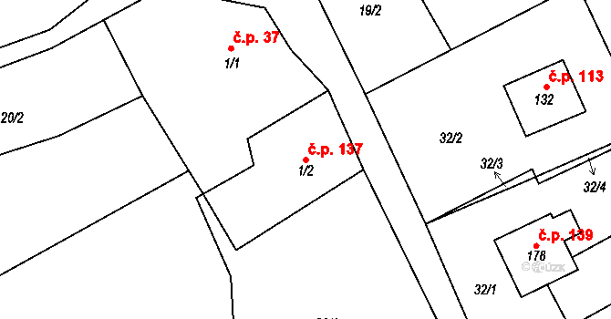 Lukavec 137, Fulnek na parcele st. 1/2 v KÚ Lukavec u Bílovce, Katastrální mapa