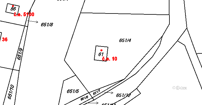 Popice 10, Jihlava na parcele st. 61 v KÚ Popice u Jihlavy, Katastrální mapa