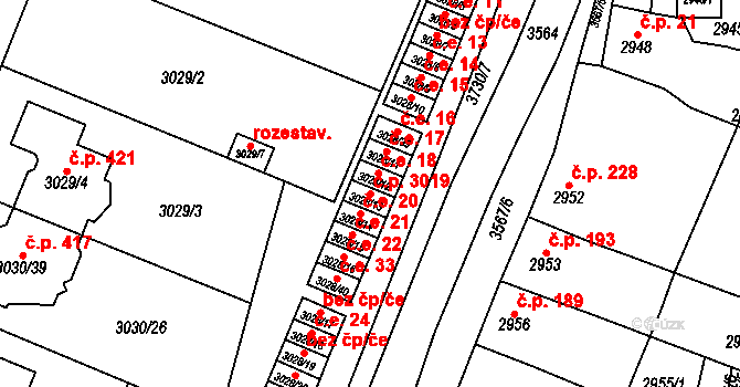 Nosálovice 3019, Vyškov na parcele st. 3028/13 v KÚ Vyškov, Katastrální mapa