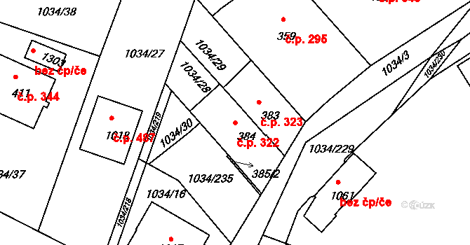 Votice 322 na parcele st. 384 v KÚ Votice, Katastrální mapa