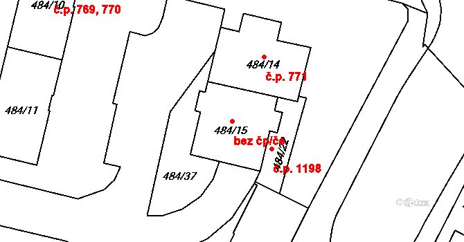 Plzeň 42098475 na parcele st. 484/15 v KÚ Lobzy, Katastrální mapa