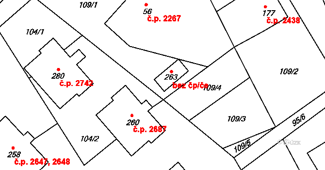 Šumperk 44957475 na parcele st. 263 v KÚ Horní Temenice, Katastrální mapa